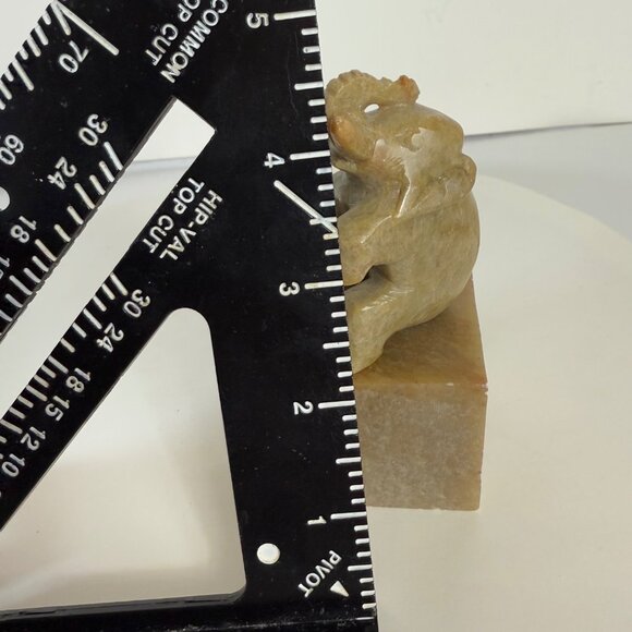 Elephant Carved Stone Sculpture VTG Good Fortune Trunk Up Paper Weight Boss Gift - Picture 11 of 11